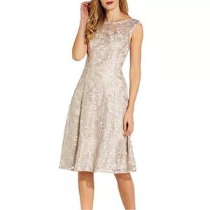 Adrianna Papell Cream Embroidered Wedding Dress